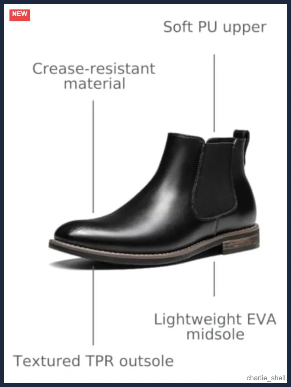 Men's Chelsea Ankle Dress Boots Faux Leather Smart Casual